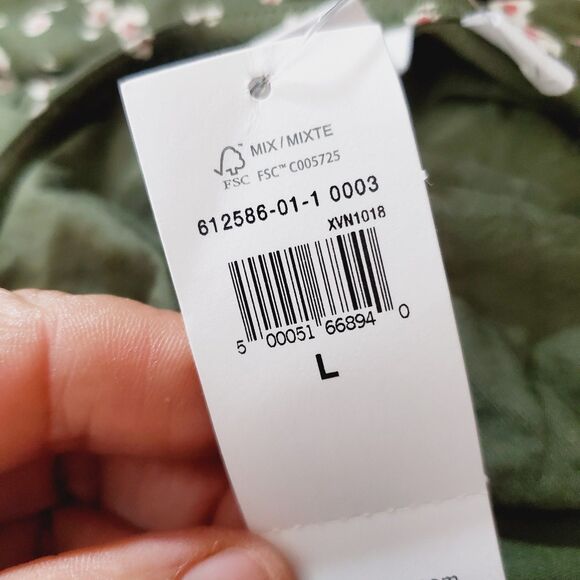 Gap Olive green floral wrap dress Size Large NWT Missing Belt - Picture 7 of 9